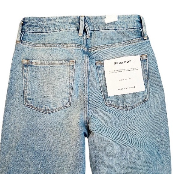 Good American Good Boy Curvy Distressed Knee Jean Size 2 / 26 New - Picture 6 of 9